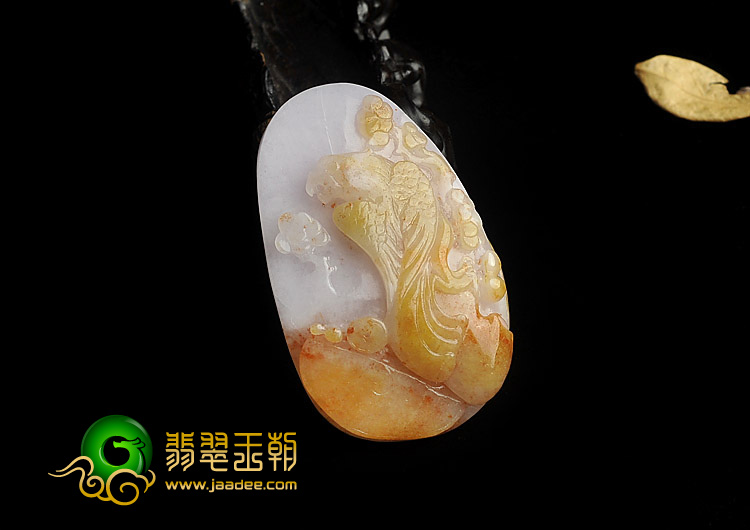 糯冰种红黄翡缅甸翡翠A货鹦鹉挂件