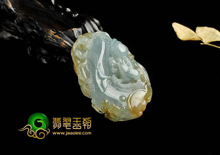 冰种晴水褐黄翡缅甸翡翠A货万事如意挂件