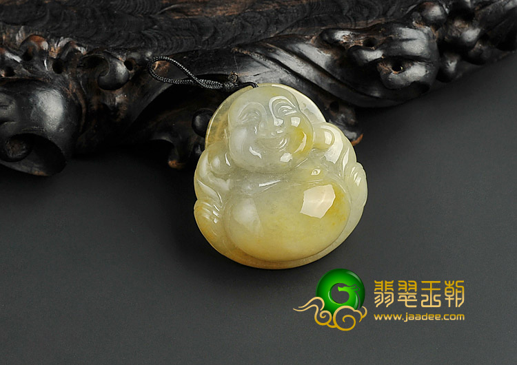 糯冰种褐黄翡缅甸翡翠A货玉佛挂件