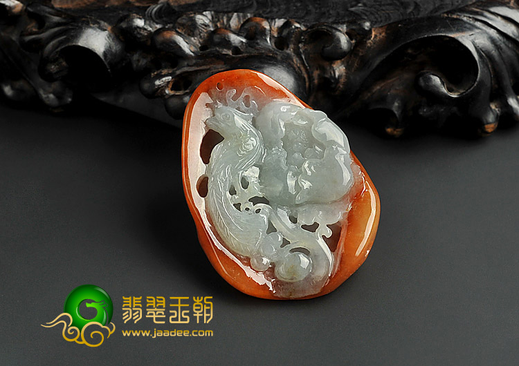 糯冰种褐黄翡缅甸翡翠A货花开富贵挂件