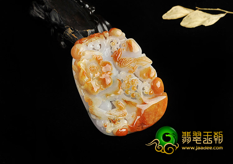 糯冰种红黄翡缅甸翡翠A货富贵双喜手玩件