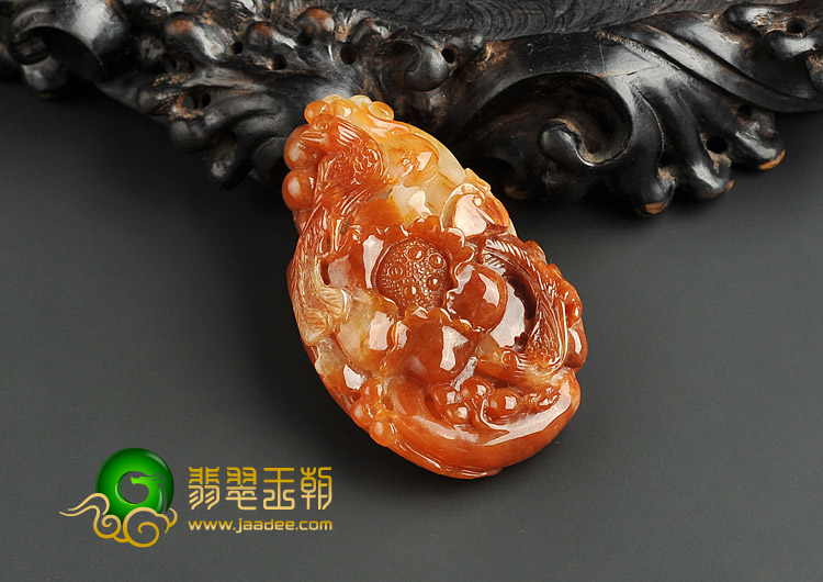 糯冰种红黄翡缅甸翡翠A货富贵双喜挂件