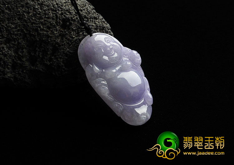 糯冰种紫罗兰缅甸翡翠A货逍遥佛挂件