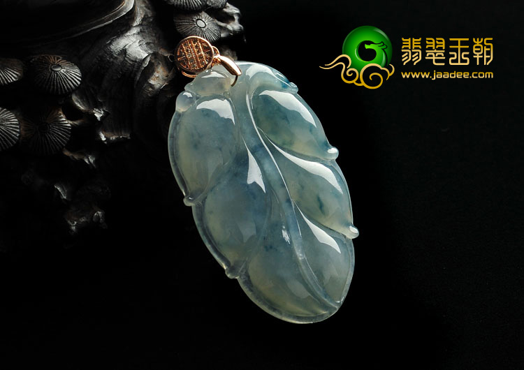 冰种飘花缅甸翡翠A货叶子挂件
