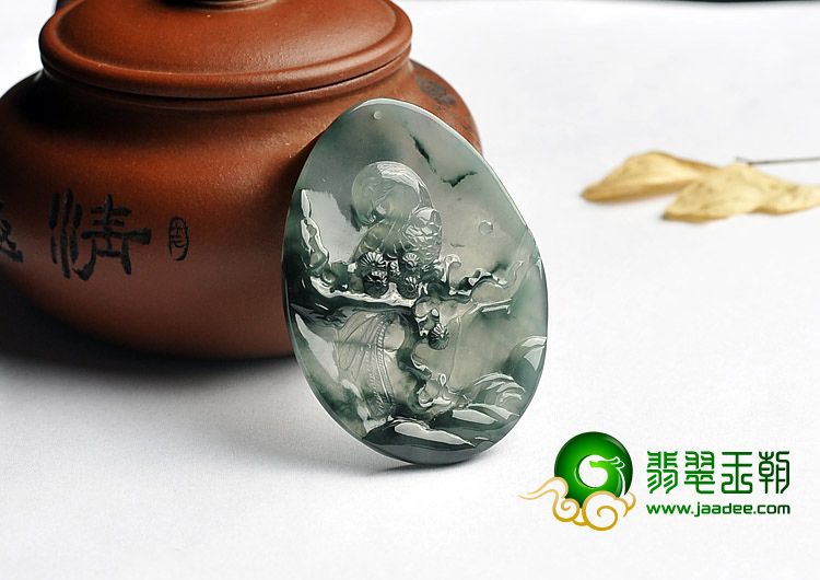 冰种飘花缅甸翡翠A货喜上枝头挂件