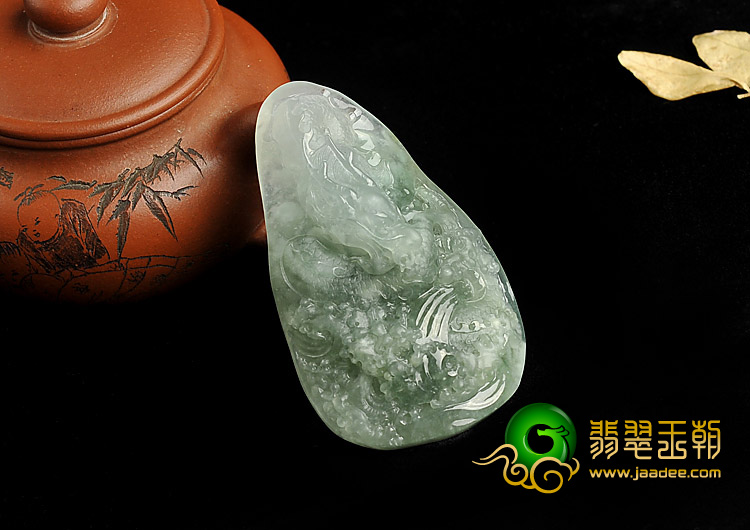 冰种晴水缅甸翡翠A货龙腾四海挂件