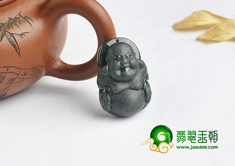 糯冰种墨翠缅甸翡翠A货玉佛挂件