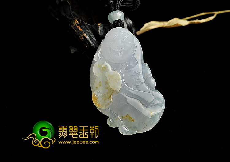 冰种晴水略带黄翡缅甸翡翠A货玉佛挂件