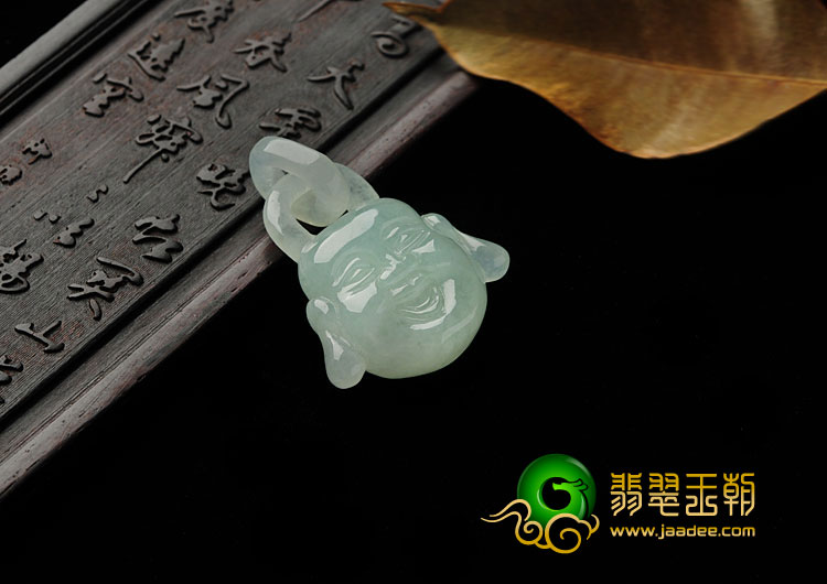 糯冰种晴水缅甸翡翠A货双面佛头挂件