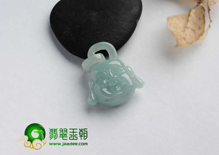 糯冰种晴水缅甸翡翠A货双面佛头挂件