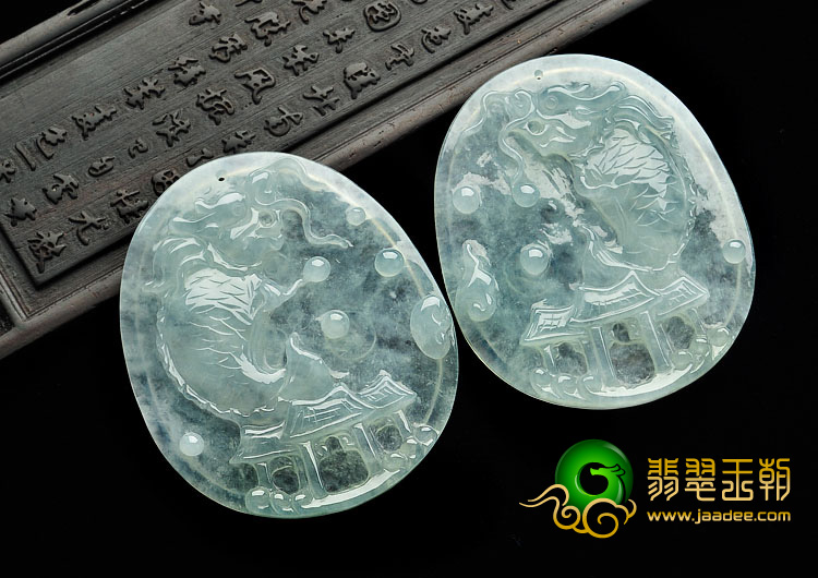 冰种晴水缅甸翡翠A货鱼跃龙门挂件（单价）