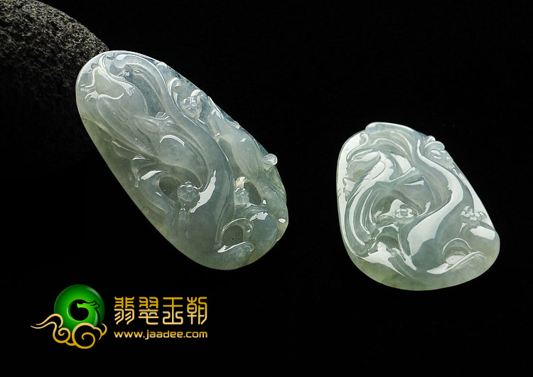 冰种晴水缅甸翡翠A货喜上眉梢挂件（单价）