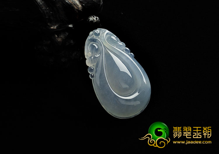 冰种淡紫罗兰缅甸翡翠A货双龙如意挂件