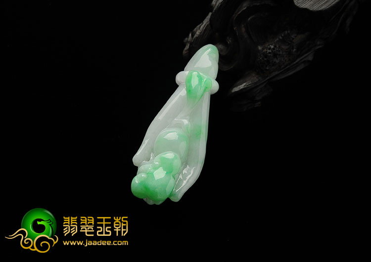 糯冰种飘翠缅甸翡翠A货佛手挂件