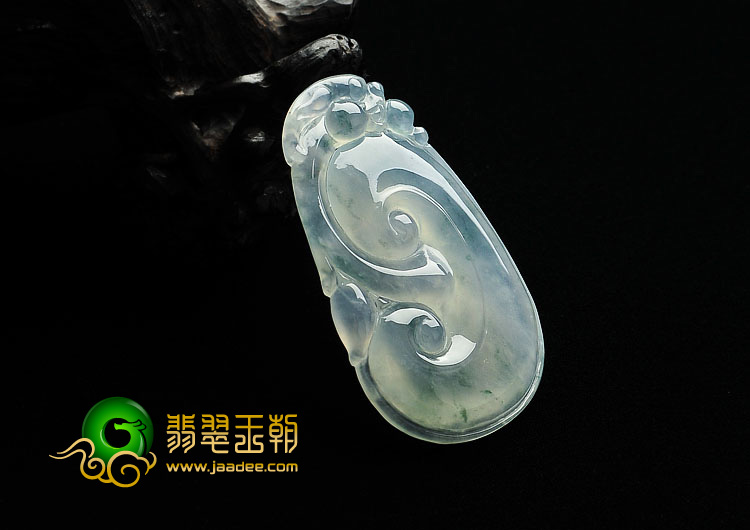 冰种飘花缅甸翡翠A货如意寿挂件