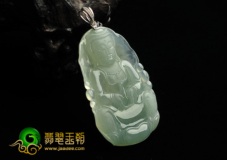 冰种晴水缅甸翡翠A货观音挂件