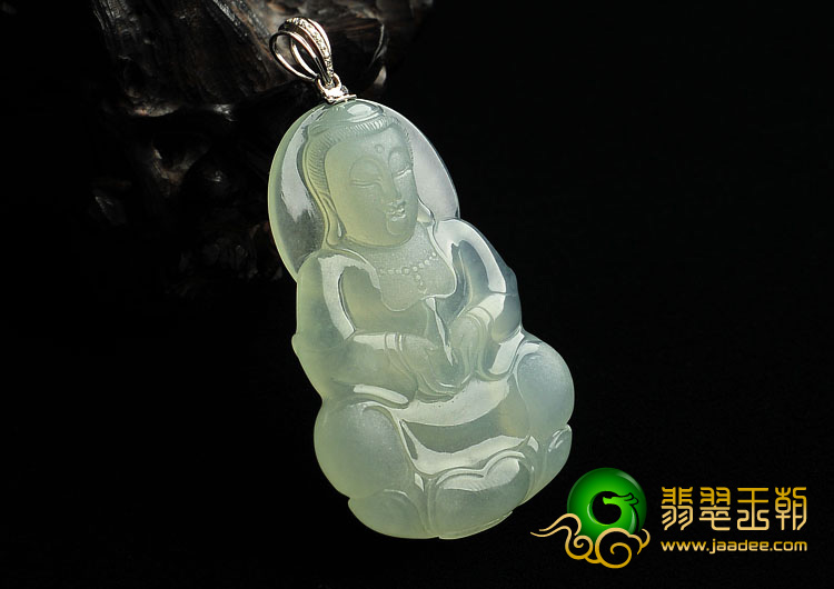 冰种晴水缅甸翡翠A货观音挂件