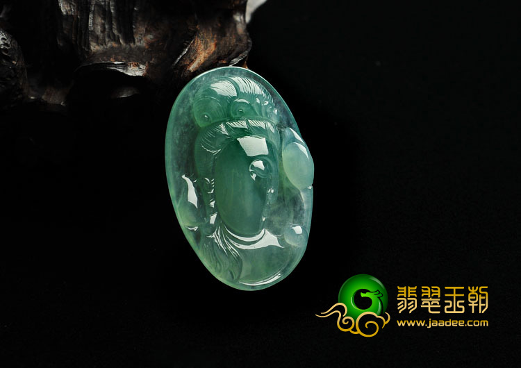 冰种蓝水缅甸翡翠A货观音头挂件