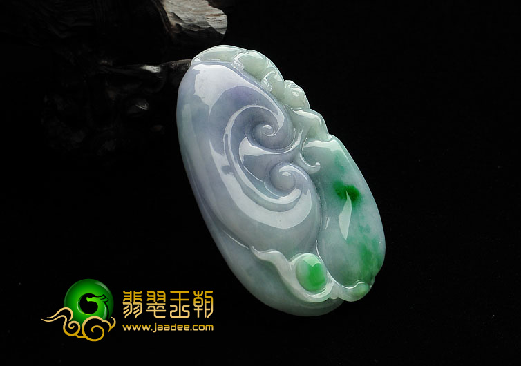糯冰种春带彩缅甸翡翠A货福寿如意挂件