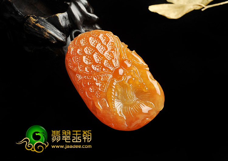 糯冰种红黄翡缅甸翡翠A货蝶恋花挂件