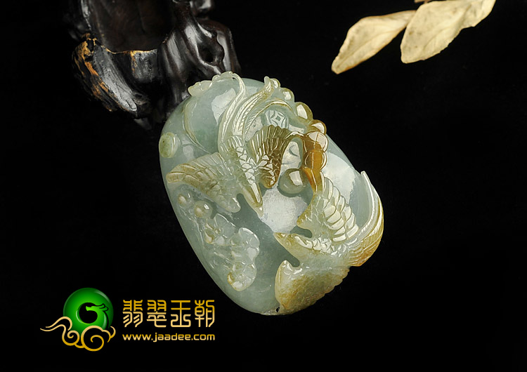 糯冰种褐黄翡晴水缅甸翡翠A货花开富贵挂件