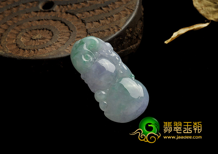 糯冰种春带彩缅甸翡翠A货如意寿挂件