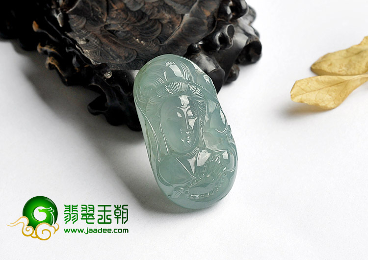 冰种晴水缅甸翡翠A货观音头挂件