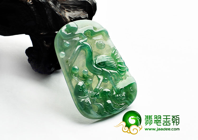 冰种晴水缅甸翡翠A货一路连科挂件
