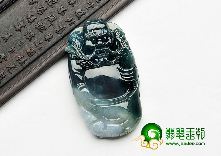 糯冰种蓝水缅甸翡翠A货钟馗挂件