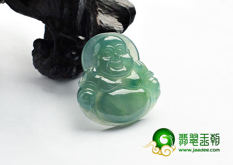 冰种蓝水缅甸翡翠A货玉佛挂件