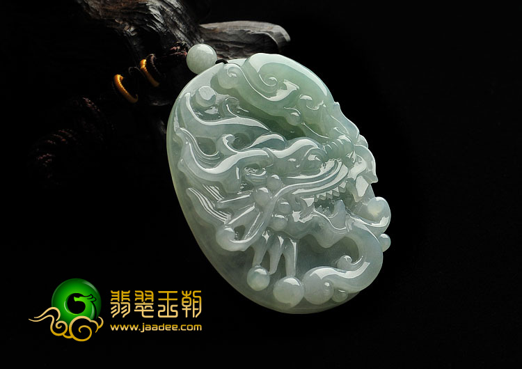糯冰种晴水缅甸翡翠A货龙头挂件