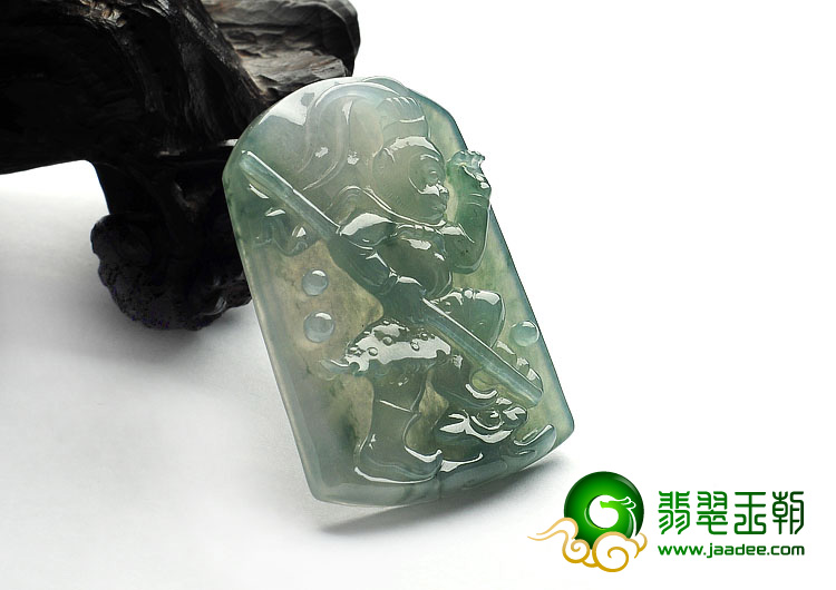 冰种晴水缅甸翡翠A货齐天大圣挂件