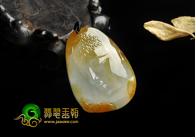 冰种褐黄翡缅甸翡翠A货释迦牟尼头挂件