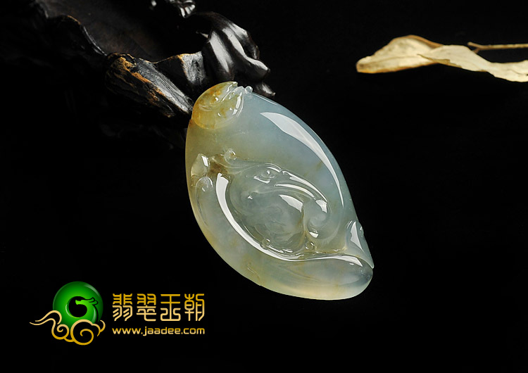冰种褐黄翡晴水缅甸翡翠A货一路连科挂件