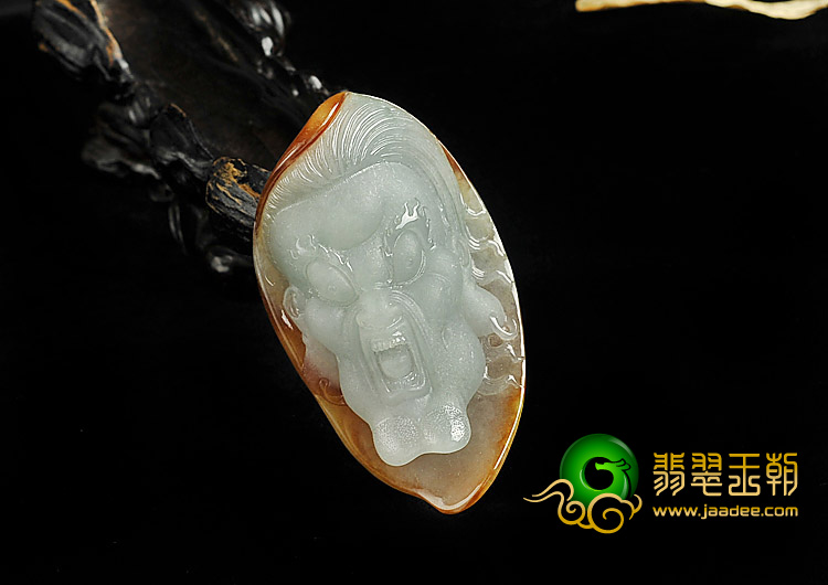 糯冰种褐黄翡晴水缅甸翡翠A货鬼头挂件
