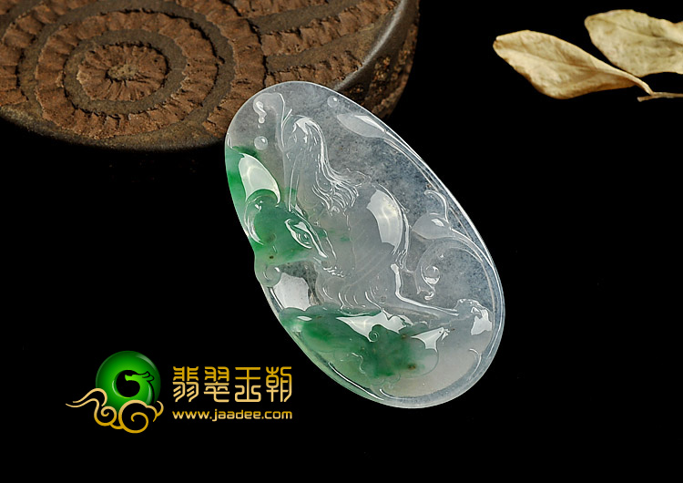 冰种翠色缅甸翡翠A货一路连科挂件