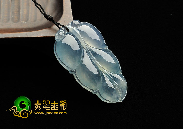 冰种飘花缅甸翡翠A货叶子挂件