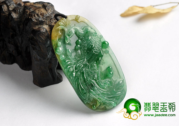 冰种黄加绿缅甸翡翠A货雀之灵挂件
