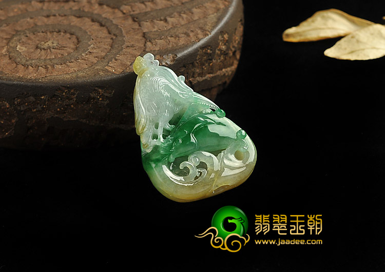 冰种三彩缅甸翡翠A货一路连科挂件