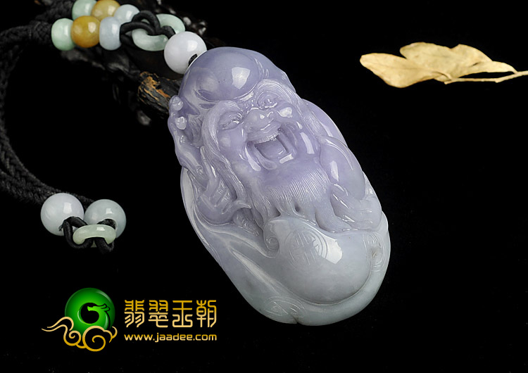 糯冰种紫罗兰缅甸翡翠A货寿星头挂件