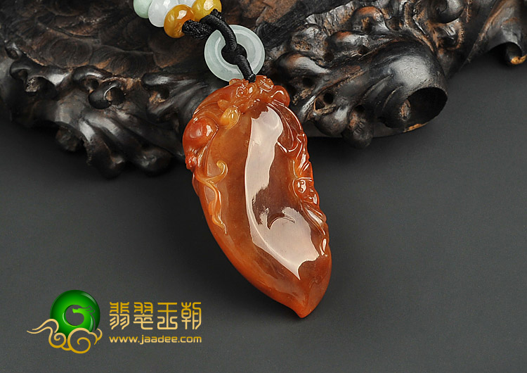 糯冰种红黄翡缅甸翡翠A货福瓜挂件