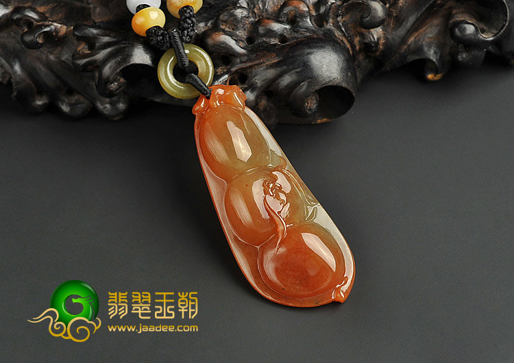 冰种红黄翡缅甸翡翠A货连中三元挂件