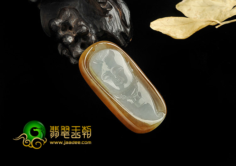 冰种褐黄翡缅甸翡翠A货童子挂件