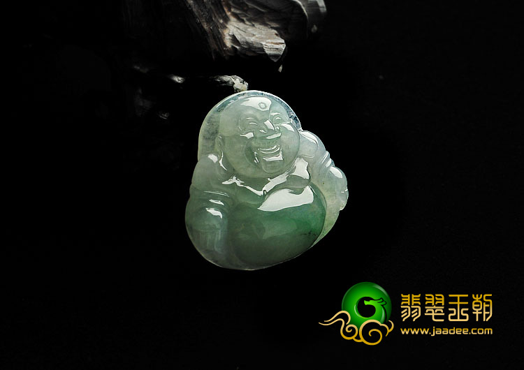 糯冰种飘翠缅甸翡翠A货玉佛挂件