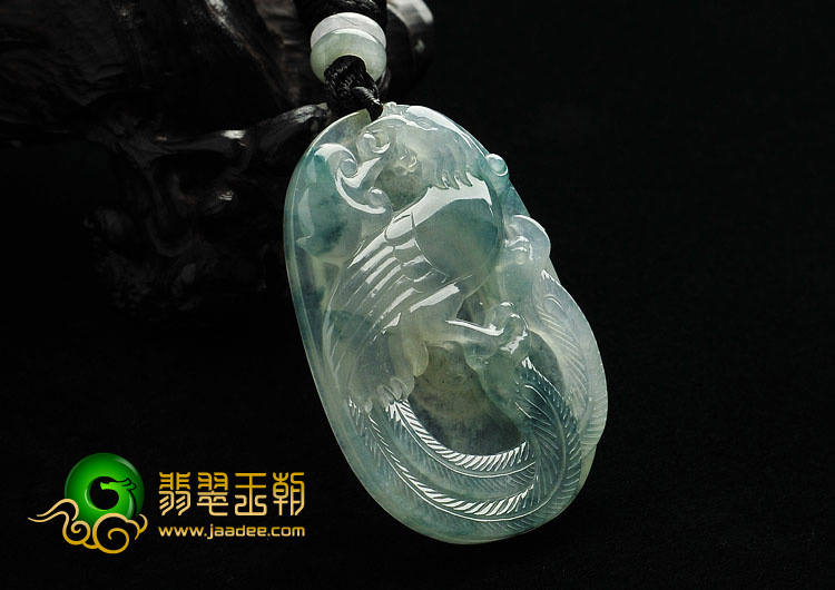 冰种飘花缅甸翡翠A货凤凰挂件