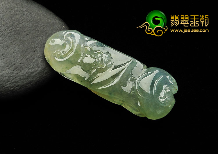 冰种黄翡飘花缅甸翡翠A货福寿如意挂件