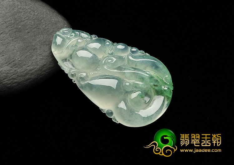 冰种飘花缅甸翡翠A货福寿如意挂件