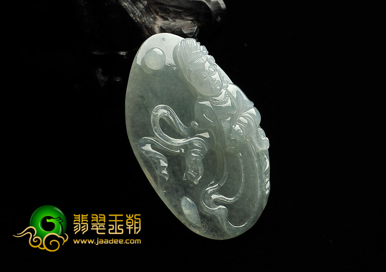 冰种晴水缅甸翡翠A货观音挂件