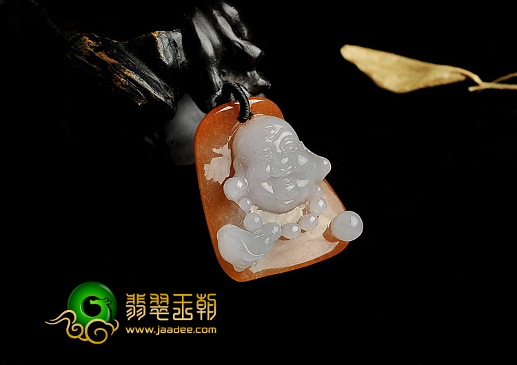 糯冰种红黄翡缅甸翡翠A货玉佛挂件