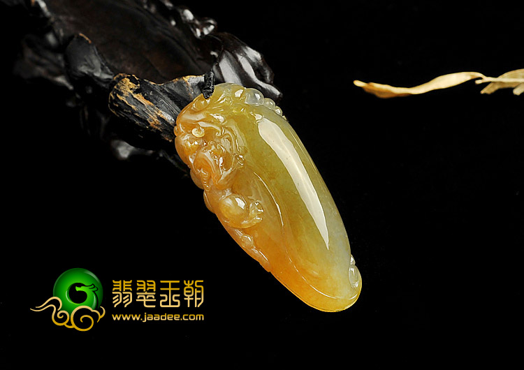 冰种褐黄翡缅甸翡翠A货人生如意挂件